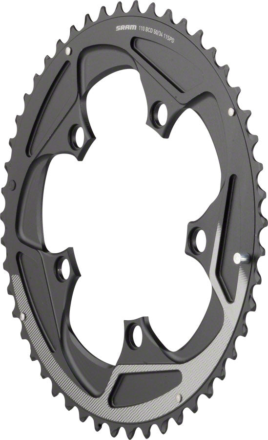 SRAM 50 Teeth 110mm BCD 11-Speed Yaw Chainring BLK Silver Trim Use