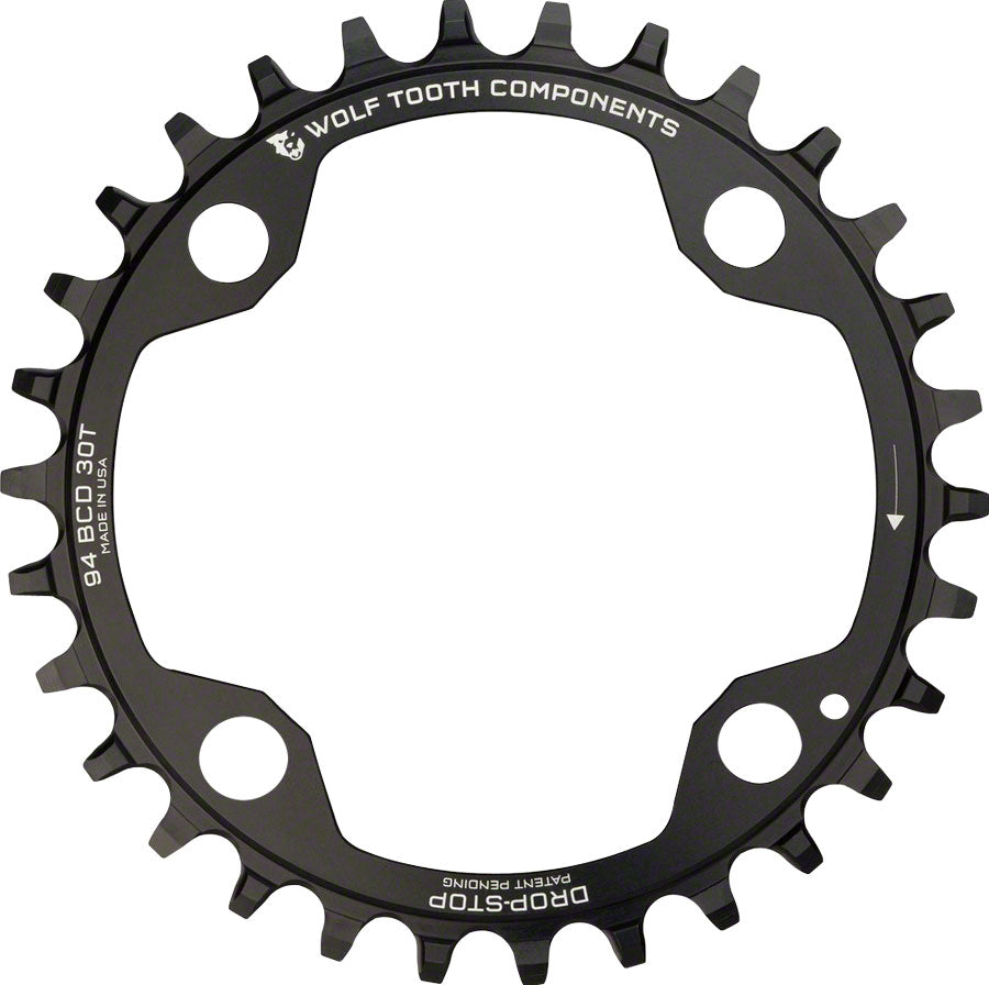 Wolf Tooth 94 BCD Chainring - 34t, 94 BCD, 4-Bolt, Drop-Stop, For SRAM Cranks, Black