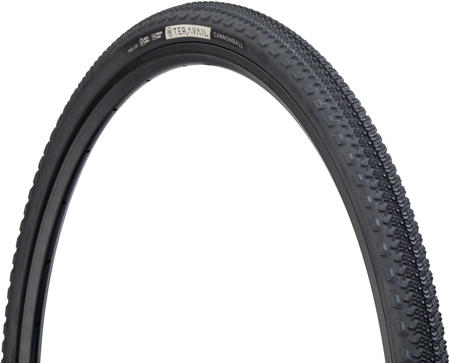 Teravail Cannonball Gravel Bike Tire - 700x38, Light & Supple, Tubeless Ready, Black Sidewall