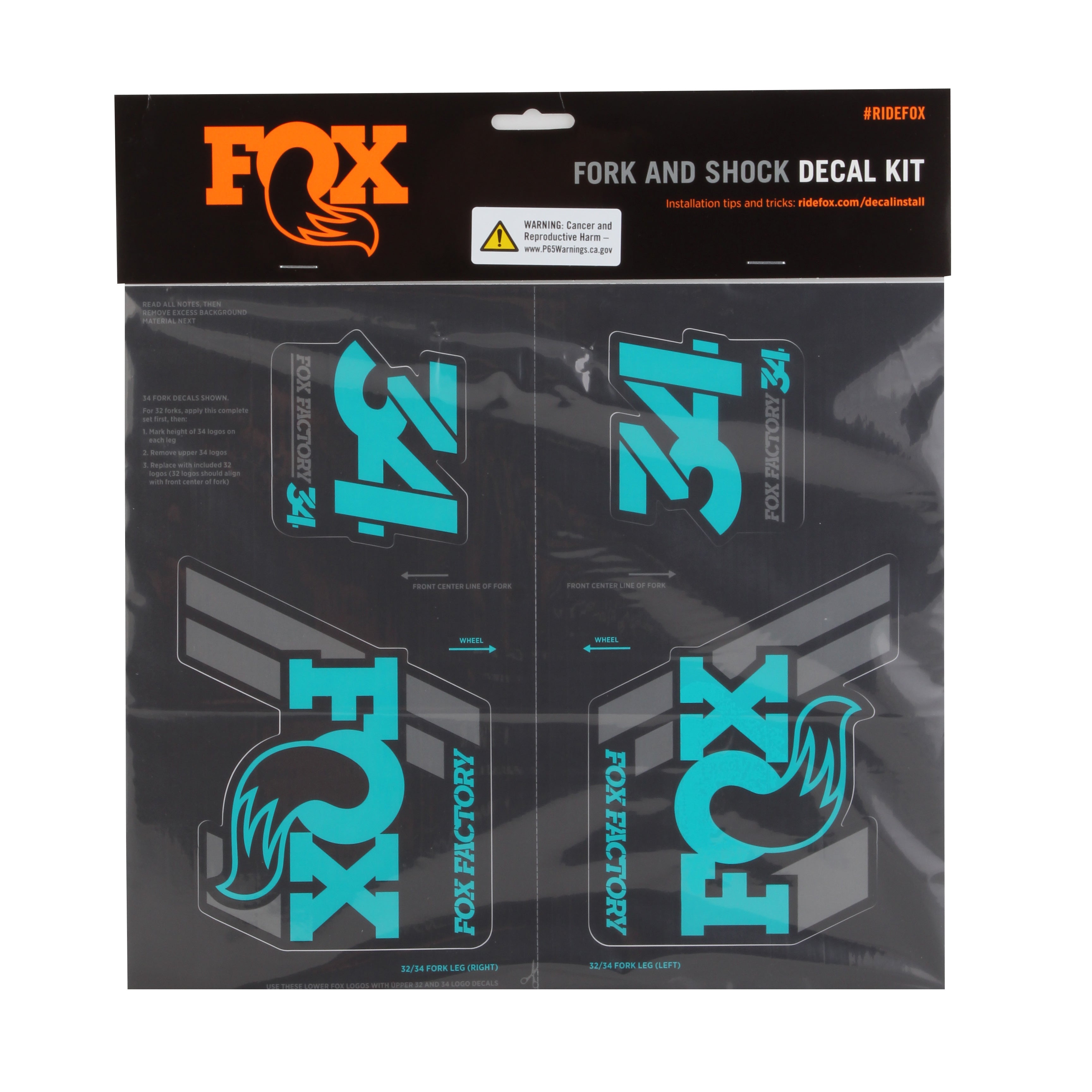 FOX Heritage Decal Kit for Forks and Shocks, Turquoise – Pro Bike