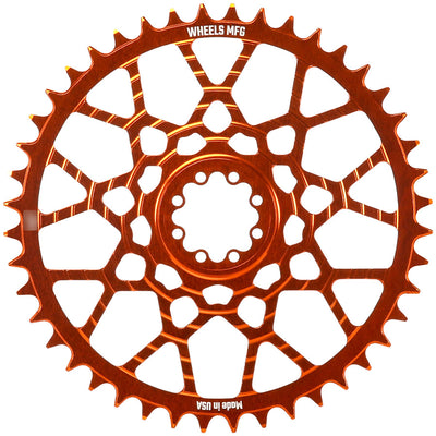 Wheels Manufacturing Gravel Direct Mount Chainring - 46t SRAM 8-Bolt Direct Mount 6.5mm Inboard Offset T-Type Chain Compatible Orange