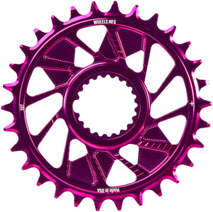 Wheels Manufacturing Direct Mount Chainring - 30t Shimano Direct Mount 1.5mm Outboard Offset HG+ Chain Compatible Purple