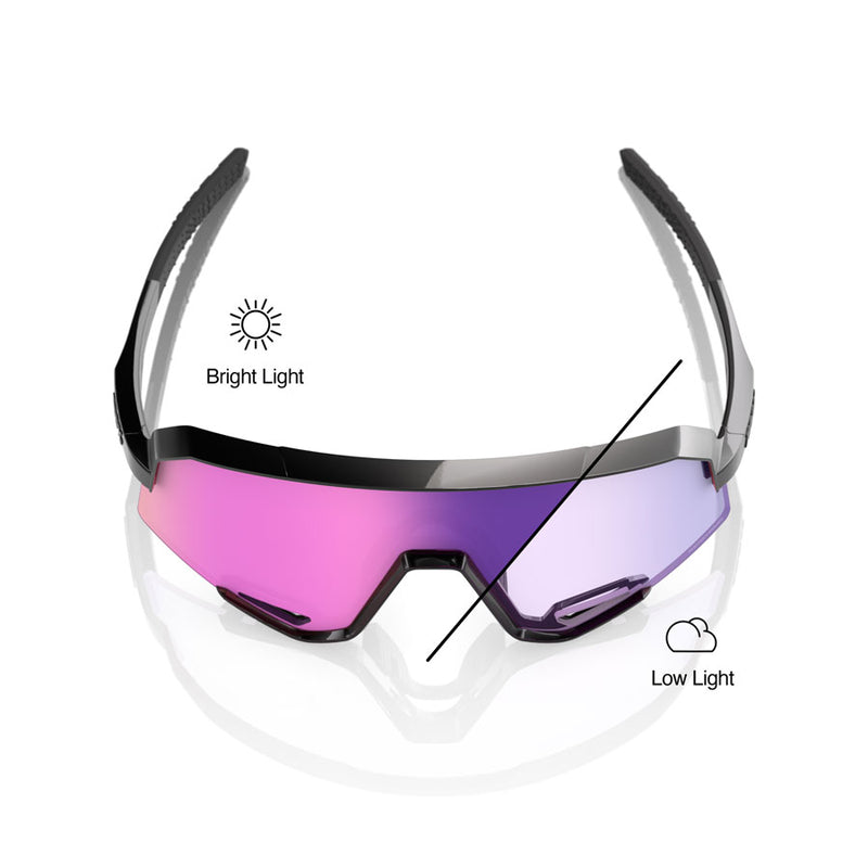 100% Slendale Sunglasses - Gloss Black/Purple Mirror Photochromic Lens