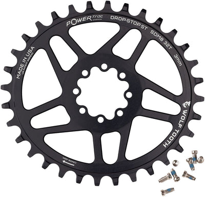 Wolf Tooth Elliptical Direct Mount Chainring - 32t SRAM 8-Bolt DM 3mm Offset Drop-Stop ST Requires HG+ Chain BLK