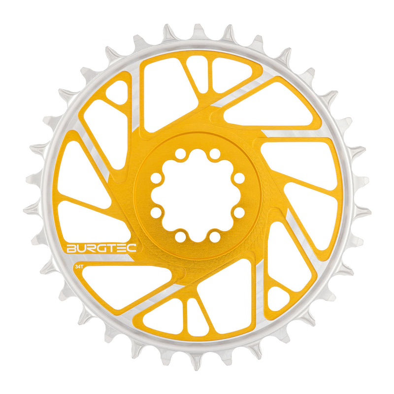 Burgtec 3mm Offset Thick Thin Chainring SRAM 8-Bolt 34T Gold