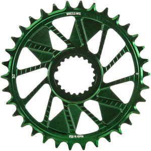 Wheels Manufacturing Direct Mount Chainring - 34t Shimano Direct Mount 1.5mm Inboard Offset HG+ Chain Compatible Green