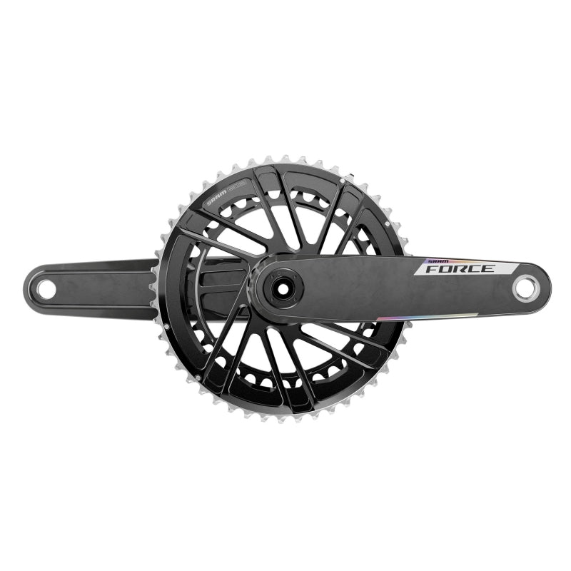 SRAM Force 2x E1 Crankset Speed: 12 Spindle: 28.99mm BCD: Direct Mount SRAM 8 Bolt 50/37 DUB 160mm Black Road