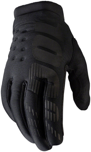 100% Brisker Gloves - Black Full Finger Men's X-Large
