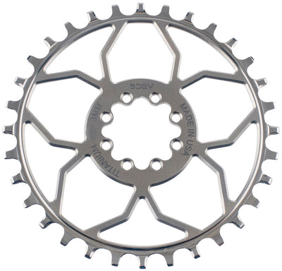 5DEV Titanium T-Type Direct Mount Chainring - 32t 8-Bolt 3mm Offset Raw Ti