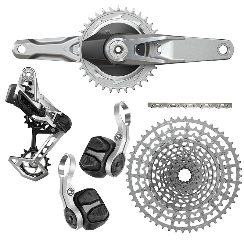 SRAM 1987 Eagle Transmission Power Meter Groupset - 170mm, 32t and 34 Chainrings, POD Controllers, 10-52t Cassette, Rear Derailleur, Chain