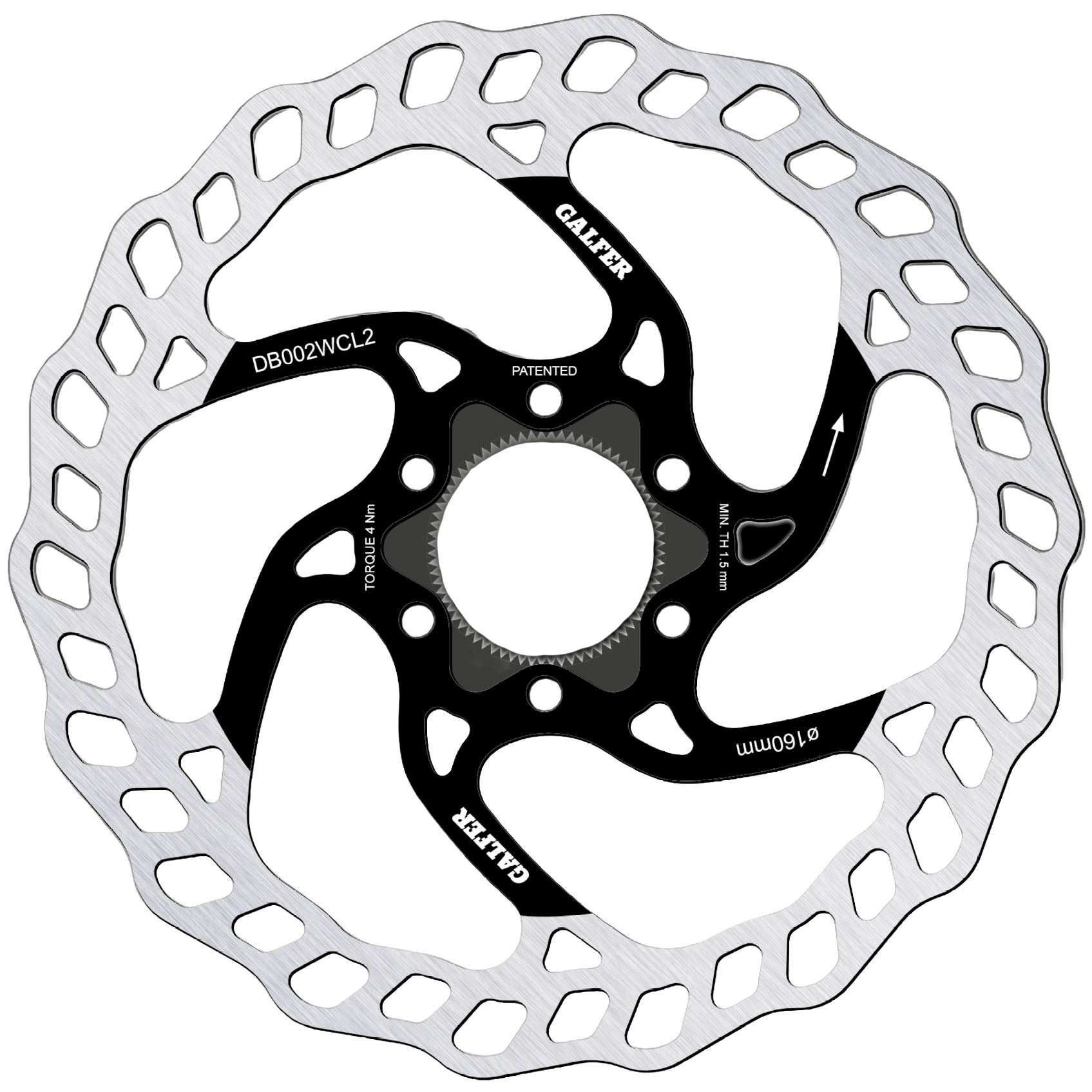 Galfer 160mm Rotor Center Lock 2.0mm Black/Silver