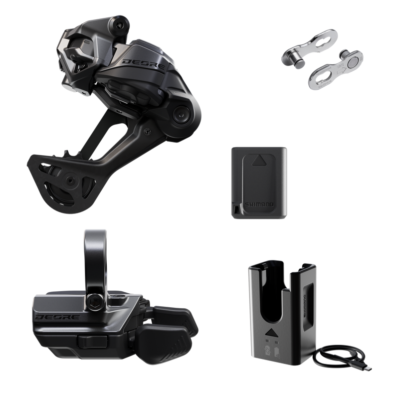 Shimano Deore M6250 Di2 Wireless Upgrade Kit - M6250-SGS Rear Derailleur, M6250-R Shifter, Battery, Charger, Quick Link