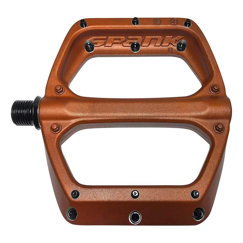 Spank SPOON DC Platform Pedals Body: Aluminum Spindle: Cr-Mo 9/16 Orange Pair