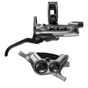 Shimano XTR M9220 Enduro Disc Brake Lever - Right/Rear Post Mount 4-Piston Caliper SM-BH90-SBM Hose Finned Metal Pads Gray