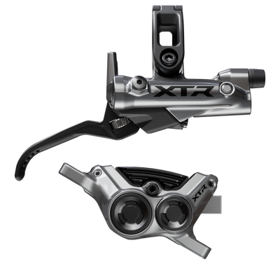Shimano XTR M9220 Enduro Disc Brake Lever - Right/Rear Post Mount 4-Piston Caliper SM-BH90-SBM Hose Finned Metal Pads Gray