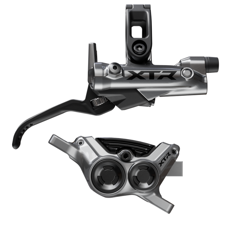 Shimano XTR M9220 Enduro Disc Brake Lever - Right/Rear Post Mount 4-Piston Caliper SM-BH90-SBM Hose Finned Metal Pads Gray
