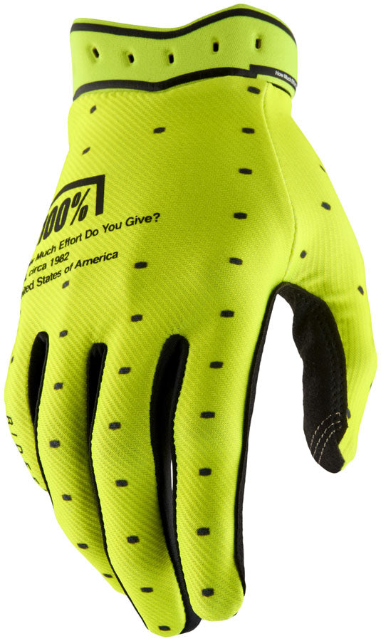 100% Ridefit Gloves - Fluo Yellow X-Large