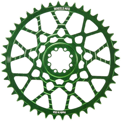 Wheels Manufacturing Gravel Direct Mount Chainring - 46t SRAM 8-Bolt Direct Mount 6.5mm Inboard Offset T-Type Chain Compatible Green
