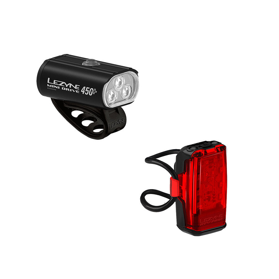 Lezyne Mini Drive 450+ and KTV Drive Pro+ Light Pair Black