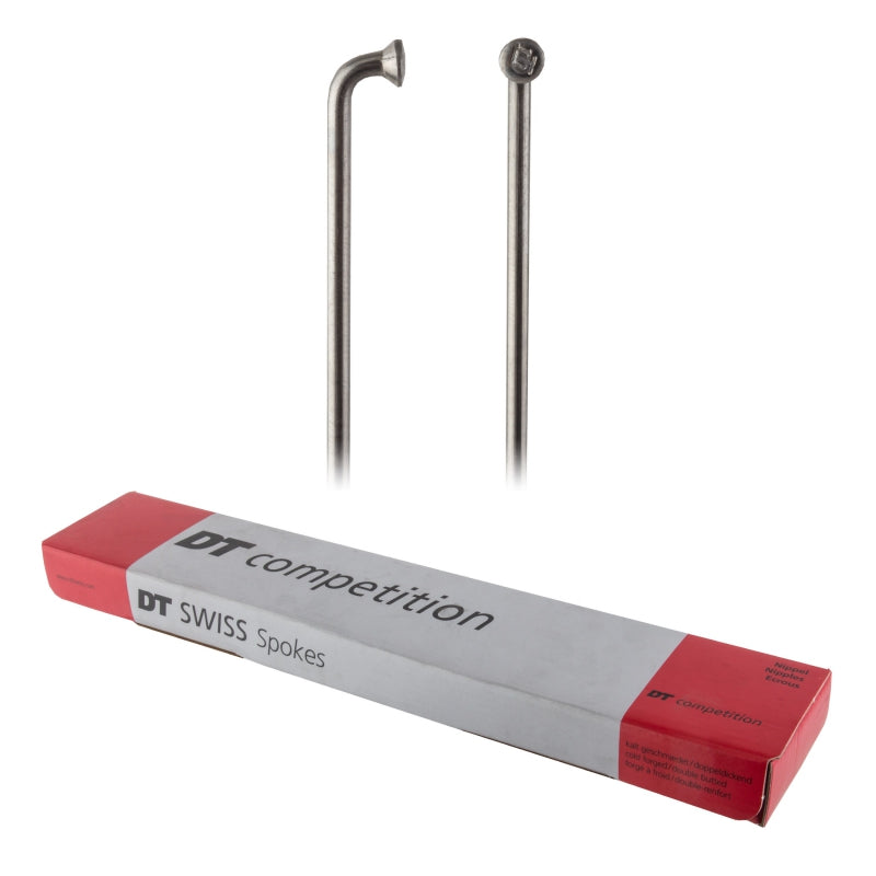 DT Swiss Competition Spoke: 2.0/1.8/2.0mm 266mm J-bend Silver Box of 100