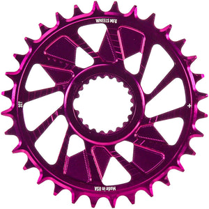 Wheels Manufacturing Direct Mount Chainring - 32t Shimano Direct Mount 1.5mm Outboard Offset HG+ Chain Compatible Purple