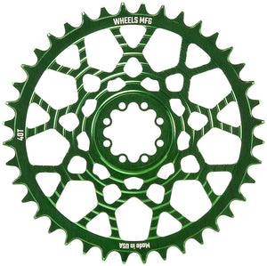 Wheels Manufacturing Gravel Direct Mount Chainring - 40t SRAM 8-Bolt Direct Mount 6.5mm Inboard Offset T-Type Chain Compatible Green