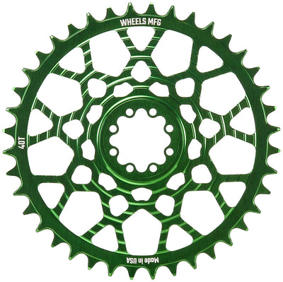 Wheels Manufacturing Gravel Direct Mount Chainring - 40t SRAM 8-Bolt Direct Mount 6.5mm Inboard Offset T-Type Chain Compatible Green
