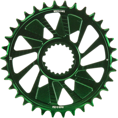 Wheels Manufacturing Direct Mount Chainring - 34t Shimano Direct Mount 1.5mm Outboard Offset HG+ Chain Compatible Green