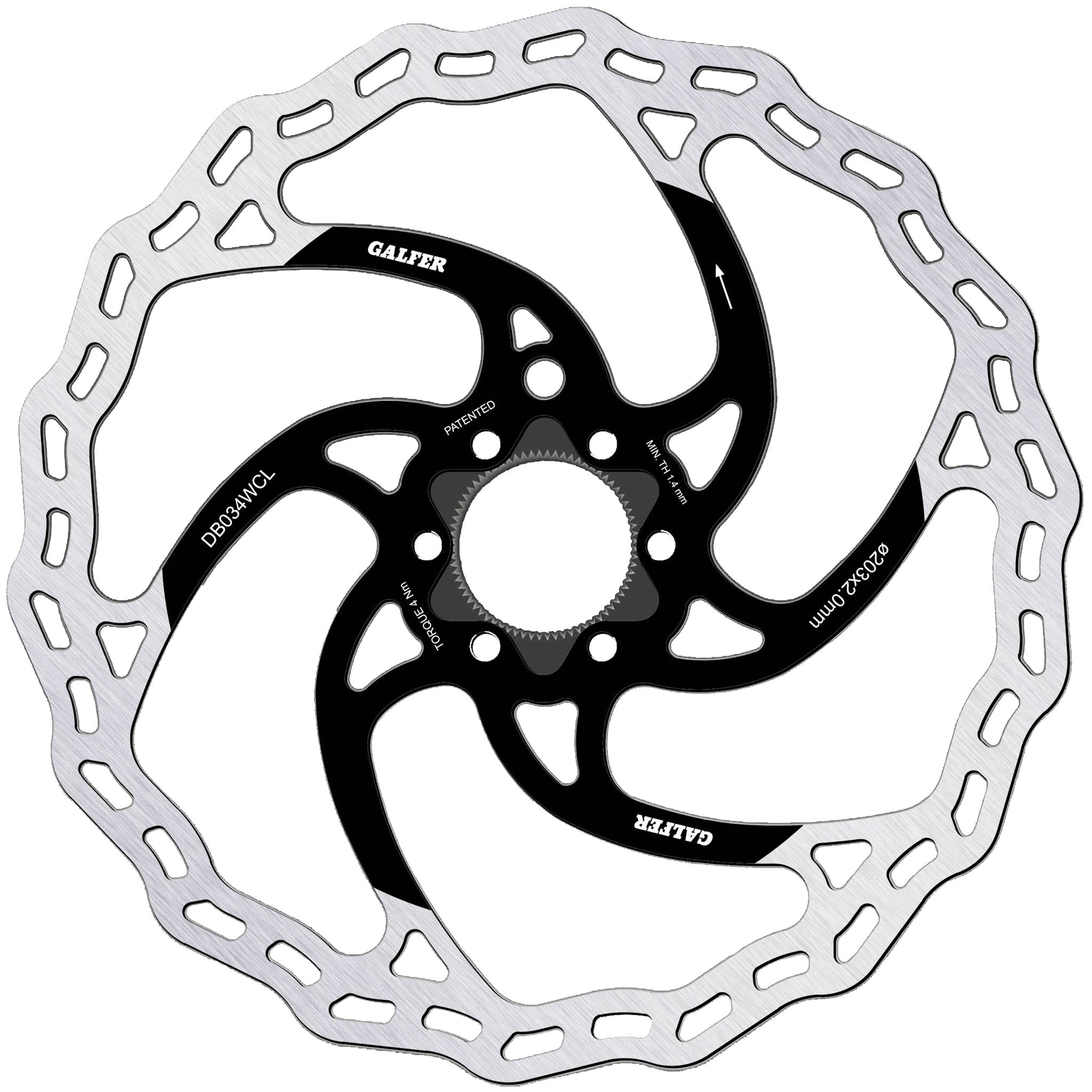 Galfer 203mm Rotor Center Lock 2.0mm Black/Silver