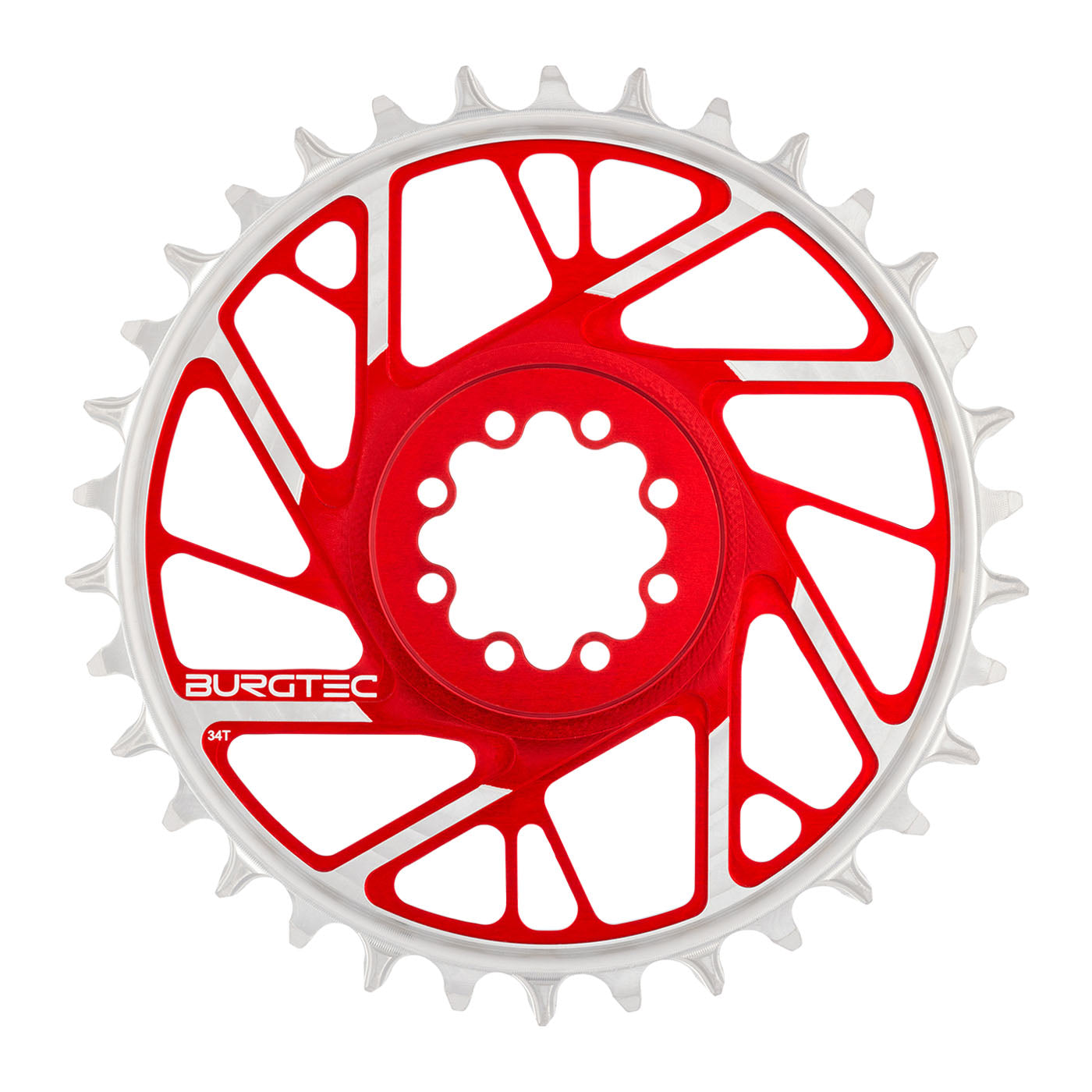 Burgtec 3mm Offset Thick Thin Chainring SRAM 8-Bolt 34T Red