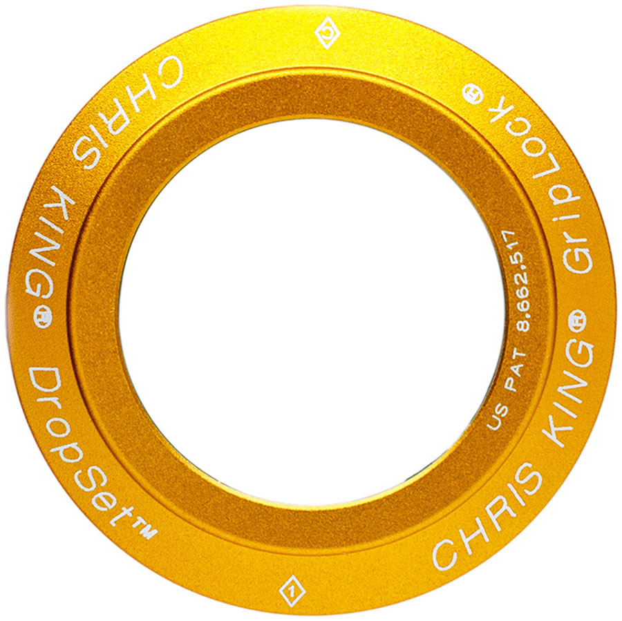 Chris King DropSet 5 Headset Bearing Cap GripLock Assembly - Matte Gold 50th Anniversary
