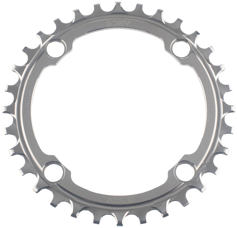 5DEV Titanium 104BCD Chainring - 32t 4-Bolt Raw Ti