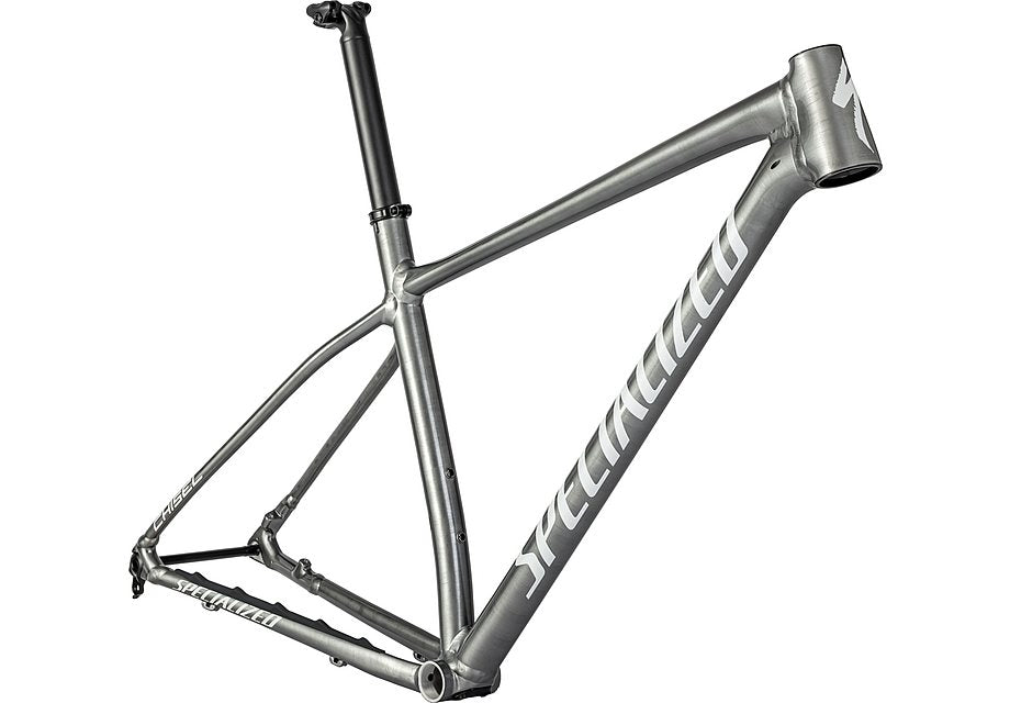 2024 Specialized CHISEL HT Mountain FRAME - Small, SATIN BRUSHED SMOKE LIQUID METAL / GLOSS METALLIC WHITE SILVER