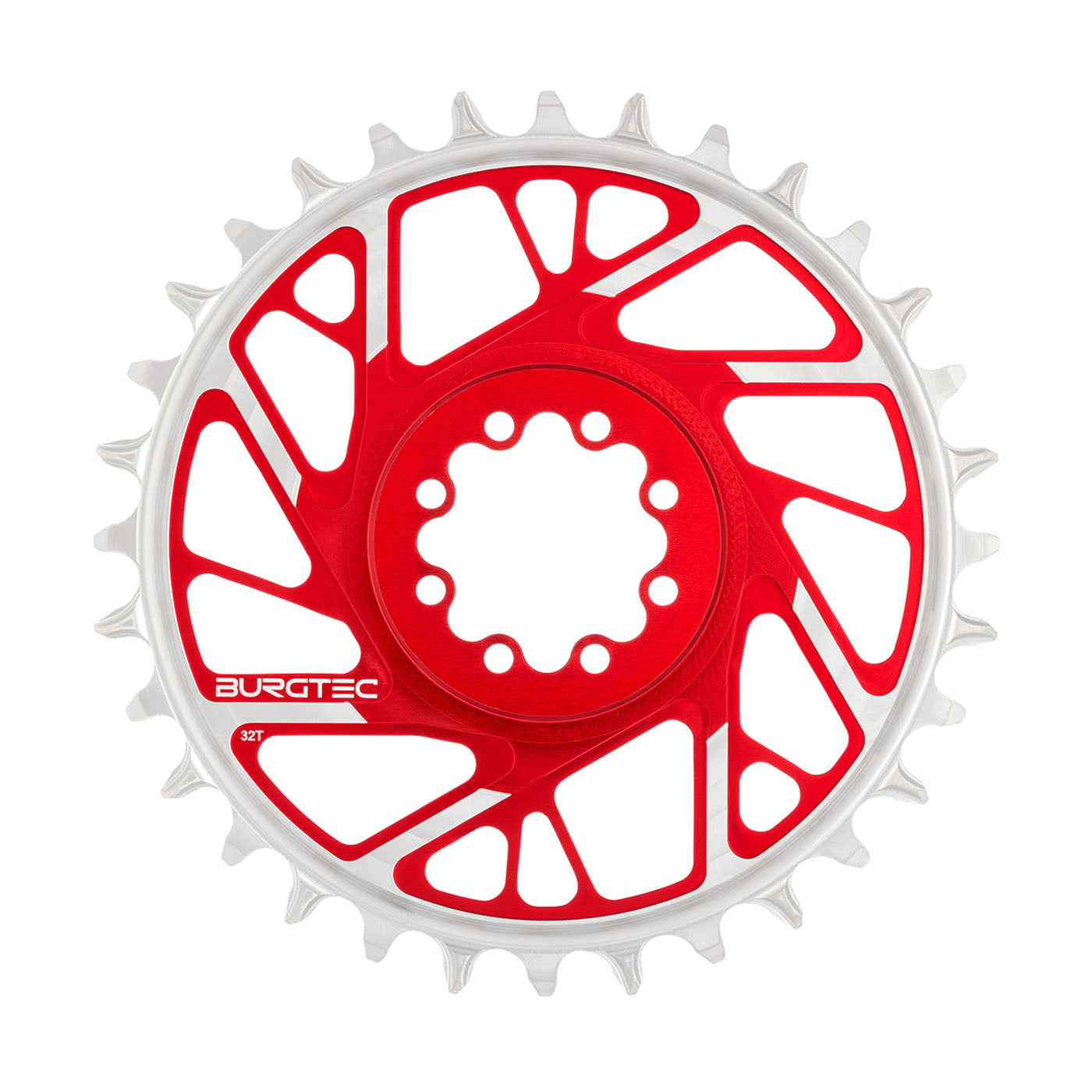 Burgtec 3mm Offset Thick Thin Chainring SRAM 8-Bolt 32T Red