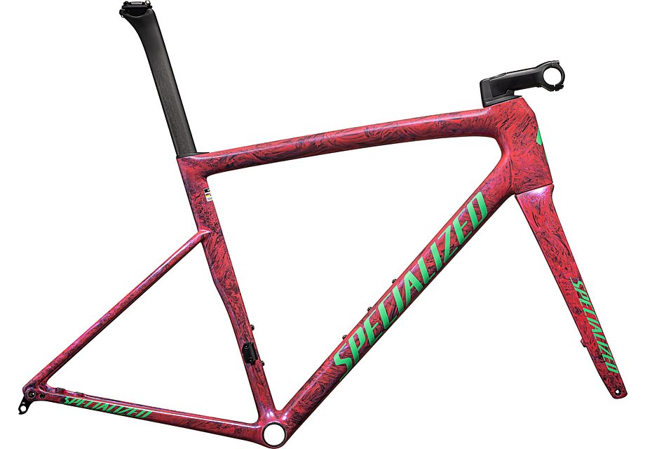 Specialized tarmac sl8 frmset gloss carbon / metallic vivid pink strata / electric green 56