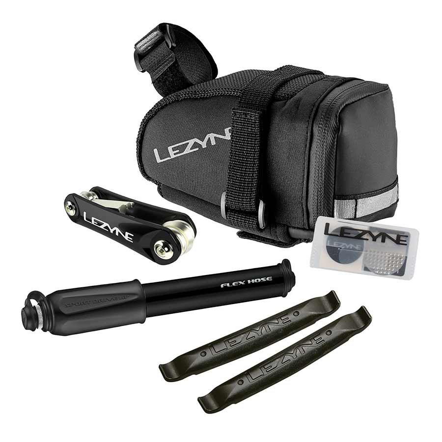 Lezyne M-Caddy Seat Bag Sport Kid Sport Drive HP Hand Pump Rap6 Tool SmartKit Composite Matrix Tire Levers BLK