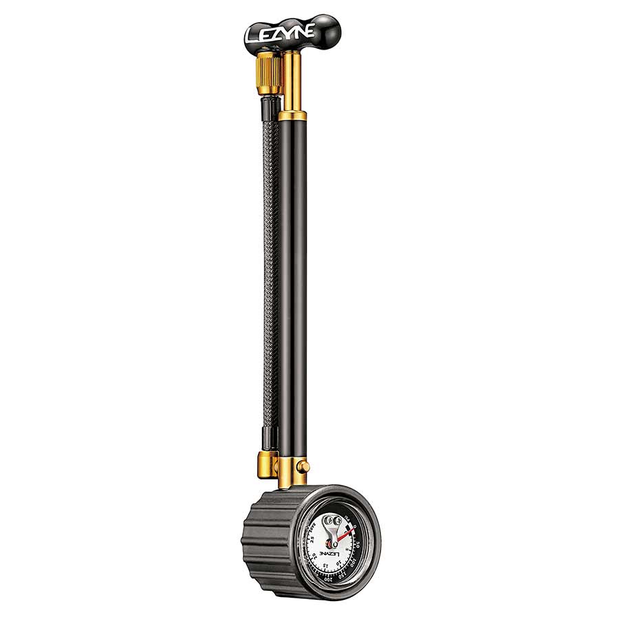 Lezyne Shock Drive Pump with Braided Hose and 400psi Gauge Black