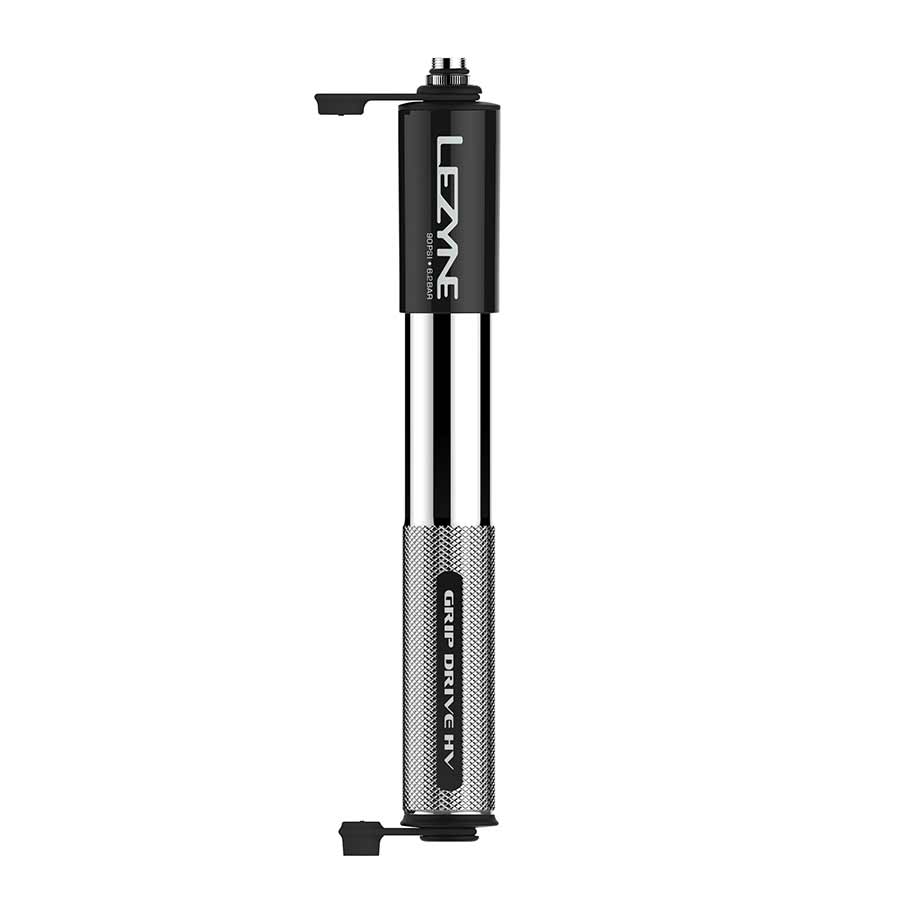 Lezyne Grip Drive HV Pump ABS Flip Chuck 90PSI Silver M 231mm