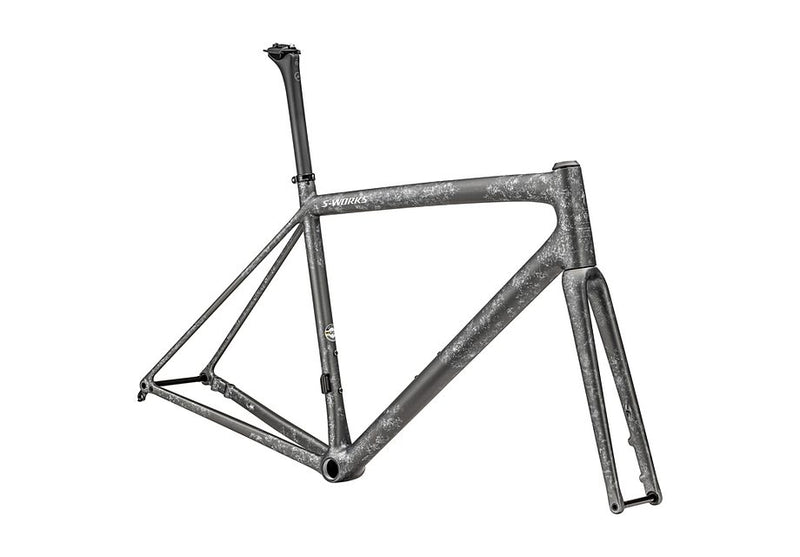 Specialized aethos S-Works frmset satin silver pearl - black pearl organic color run/ brushed liquid silver 61