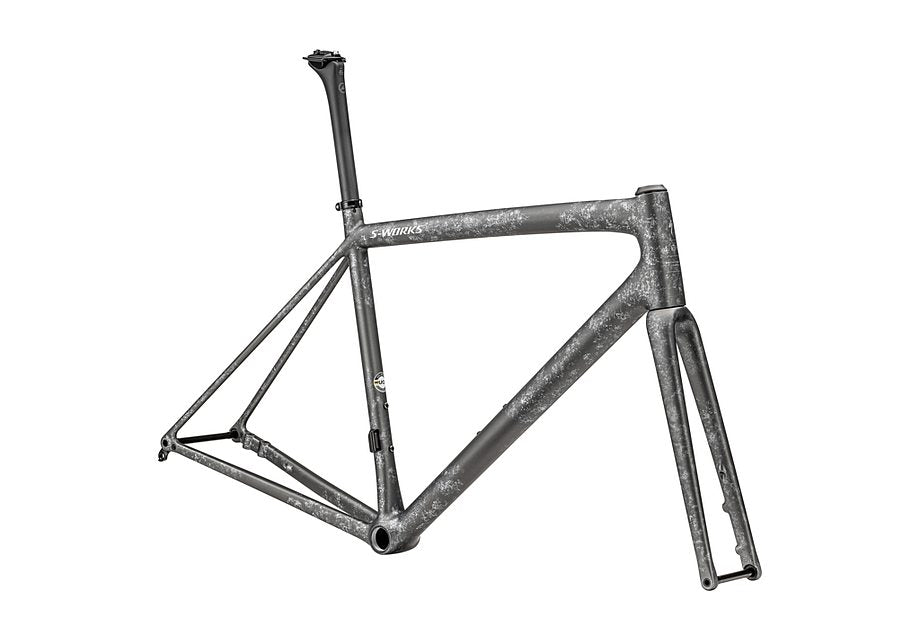 Specialized Aethos S-Works Frameset Satin Silver Pearl - Black Pearl Organic Color Run/ Brushed Liquid Silver 49
