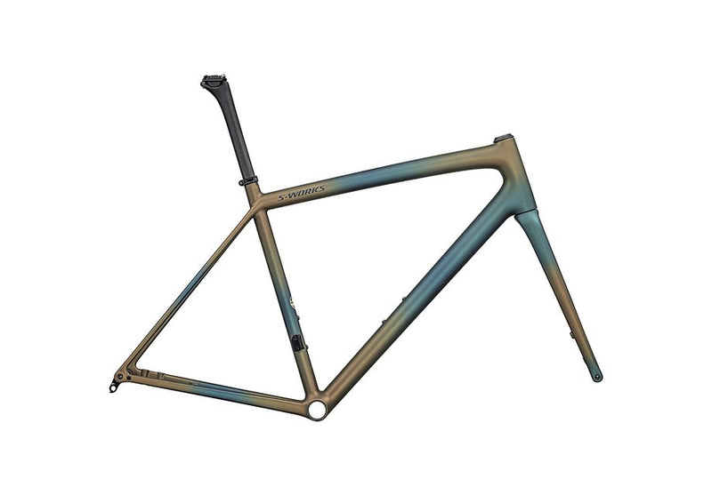 Specialized aethos S-Works frmset satin deep lake metallic / green pearl + burnt gold metallic fades / dark navy 56