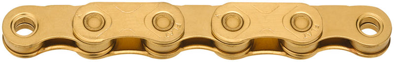 KMC X-Flat Waxed Chain - 12/13-Speed 126 Links Compatible SRAM T-Type AXS Systems Ti Gold