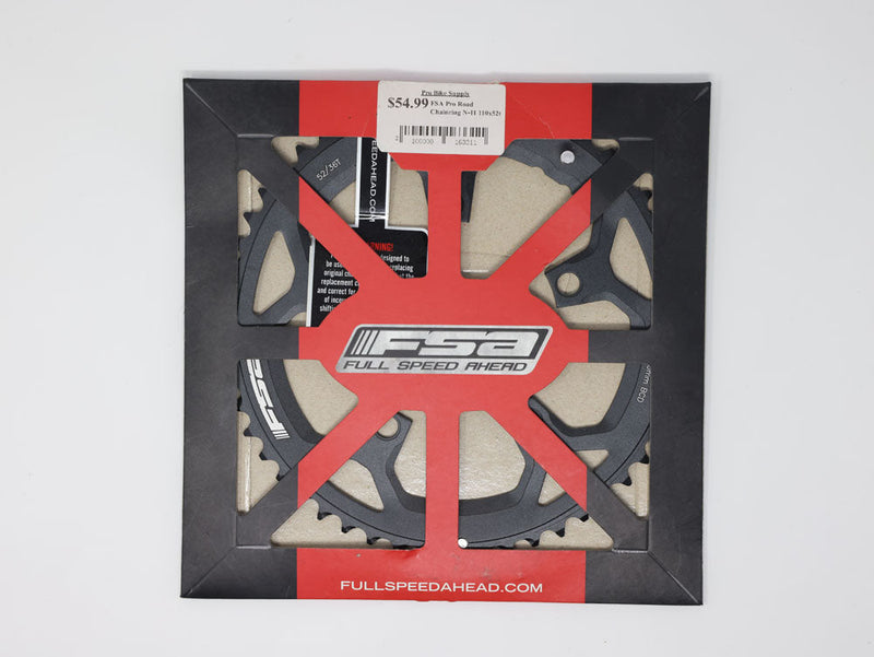 Full Speed Ahead Pro Road Chainring - 52t 110 BCD Aluminum N11 Black