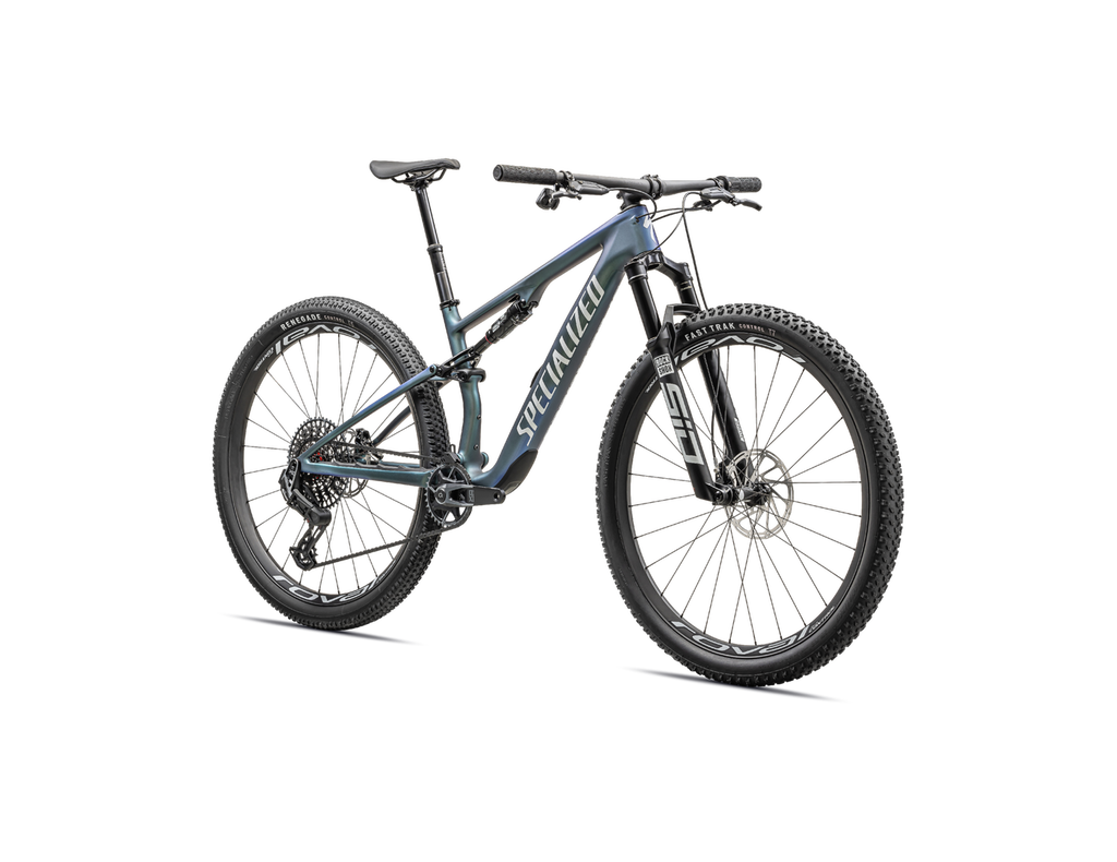 2024 Specialized EPIC 8 Pro Mountain Bike - Small, Satin Carbon/Metallic Sapphire/Metallic White Silver