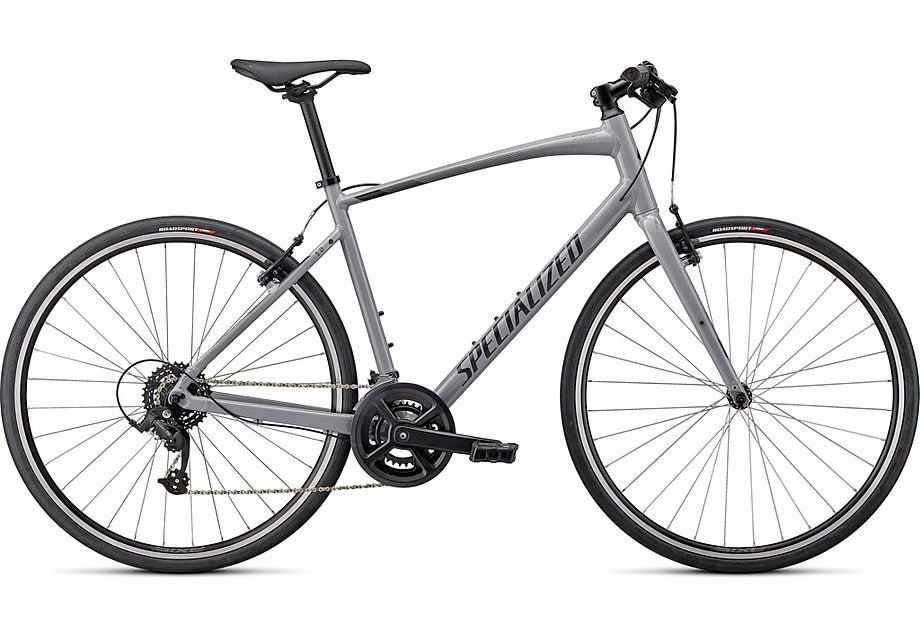 2023 Specialized sirrus 1.0 bike gloss cool grey / smoke / satin black reflective xxs