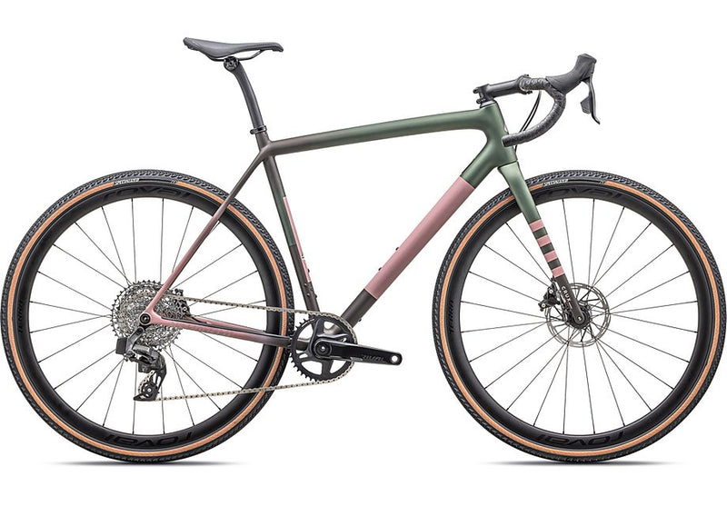 2025 Specialized crux expert bike satin cypress metallic / doppio / dusky pink / champagne 52