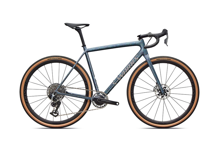 2026 Specialized Crux S-Works Bike Satin Gray Blue Fjord Metallic Desert Metallic 52