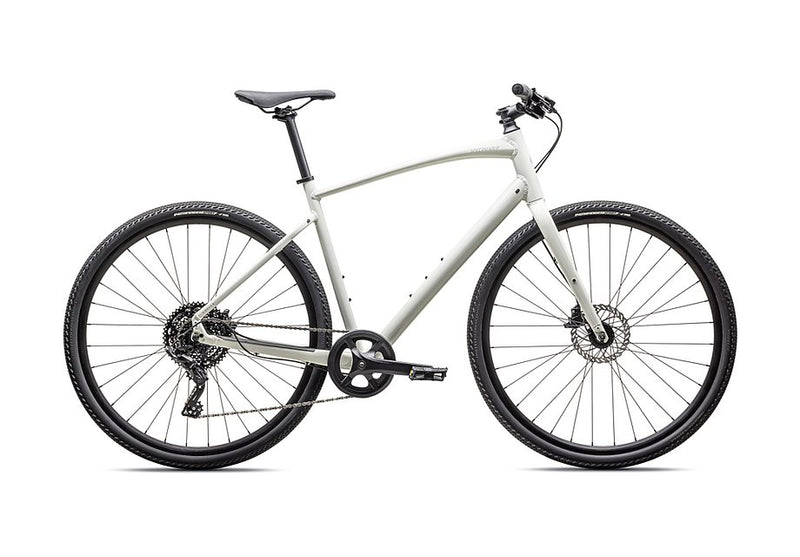2025 Specialized sirrus x 2.0 km bike gloss dune white / dove grey reflective l
