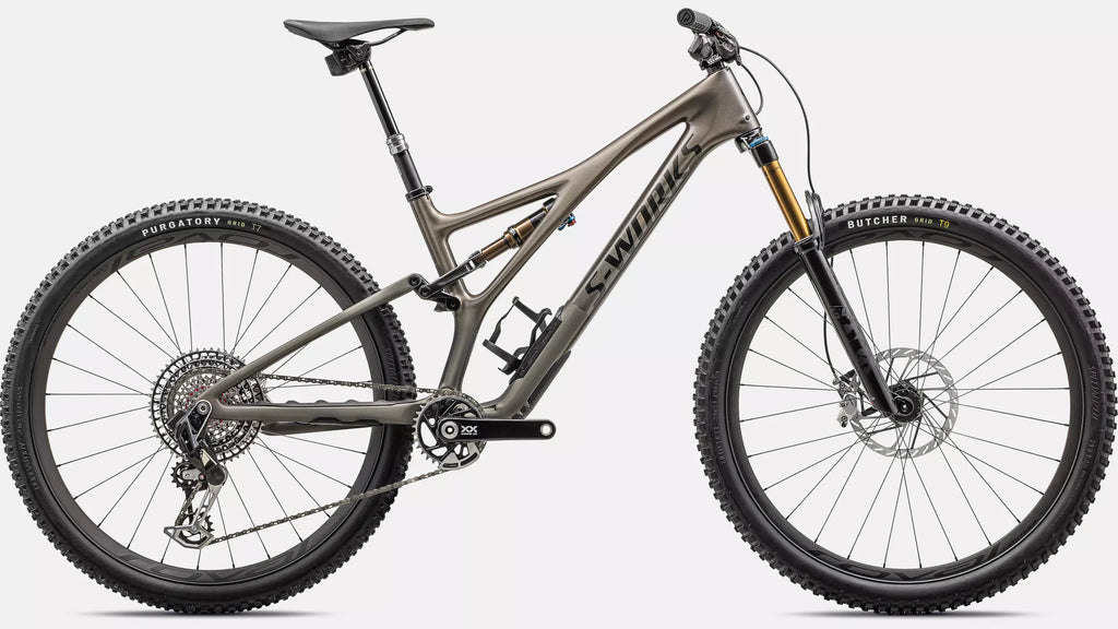 2023 Specialized S-Works Stumpjumper 29" Carbon Mountain Bike - S1, GLOSS BLK PEARL / SATIN BLK PEARL / BRUSHED BLK CHROME