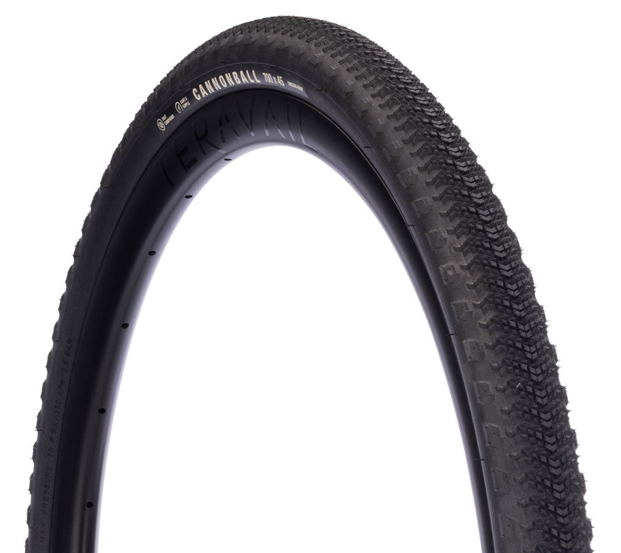 Teravail Cannonball Tire - 700 x 45 Tubeless Folding BLK Durable Fast Compound